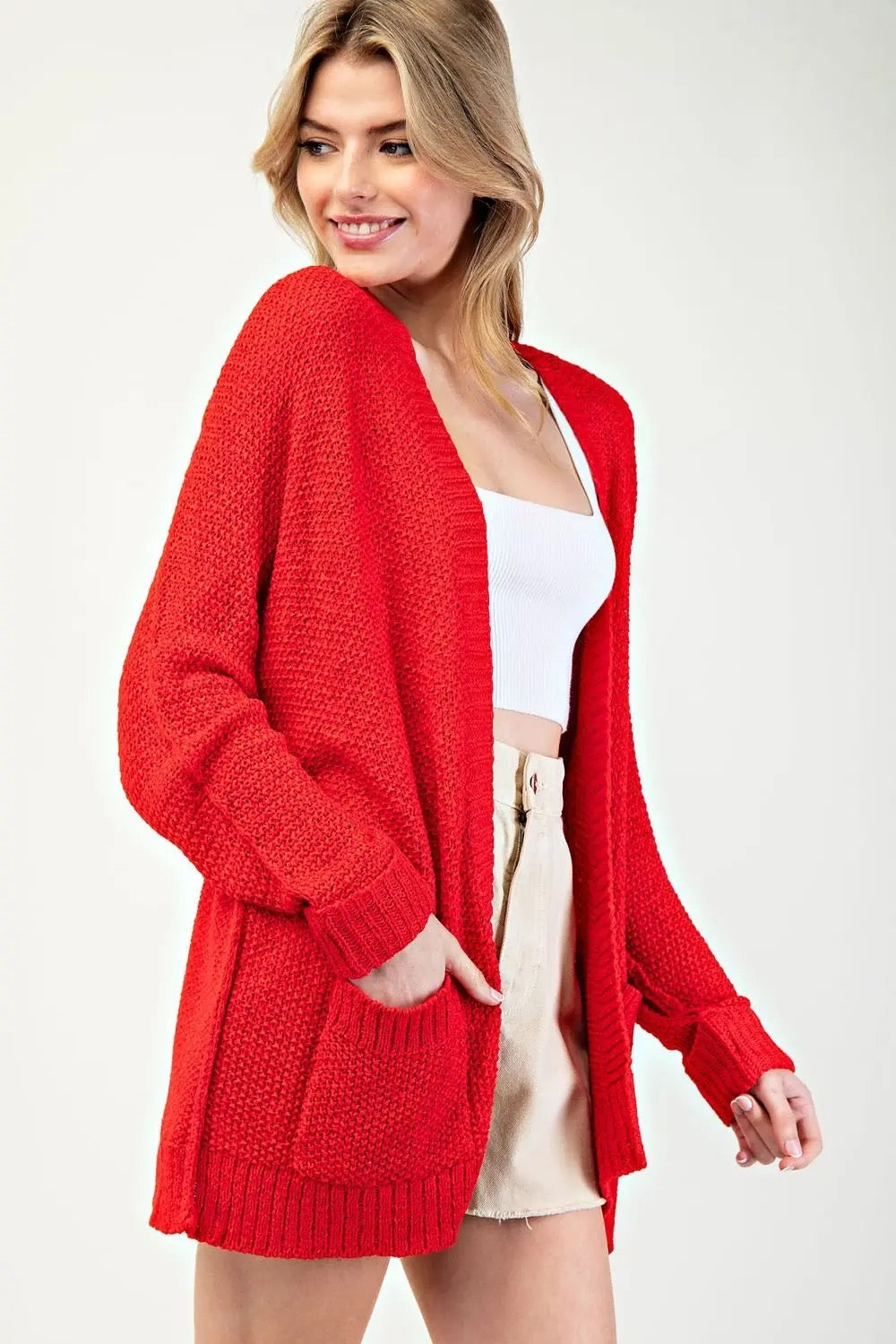 Loose Weave Open Front Cardigan