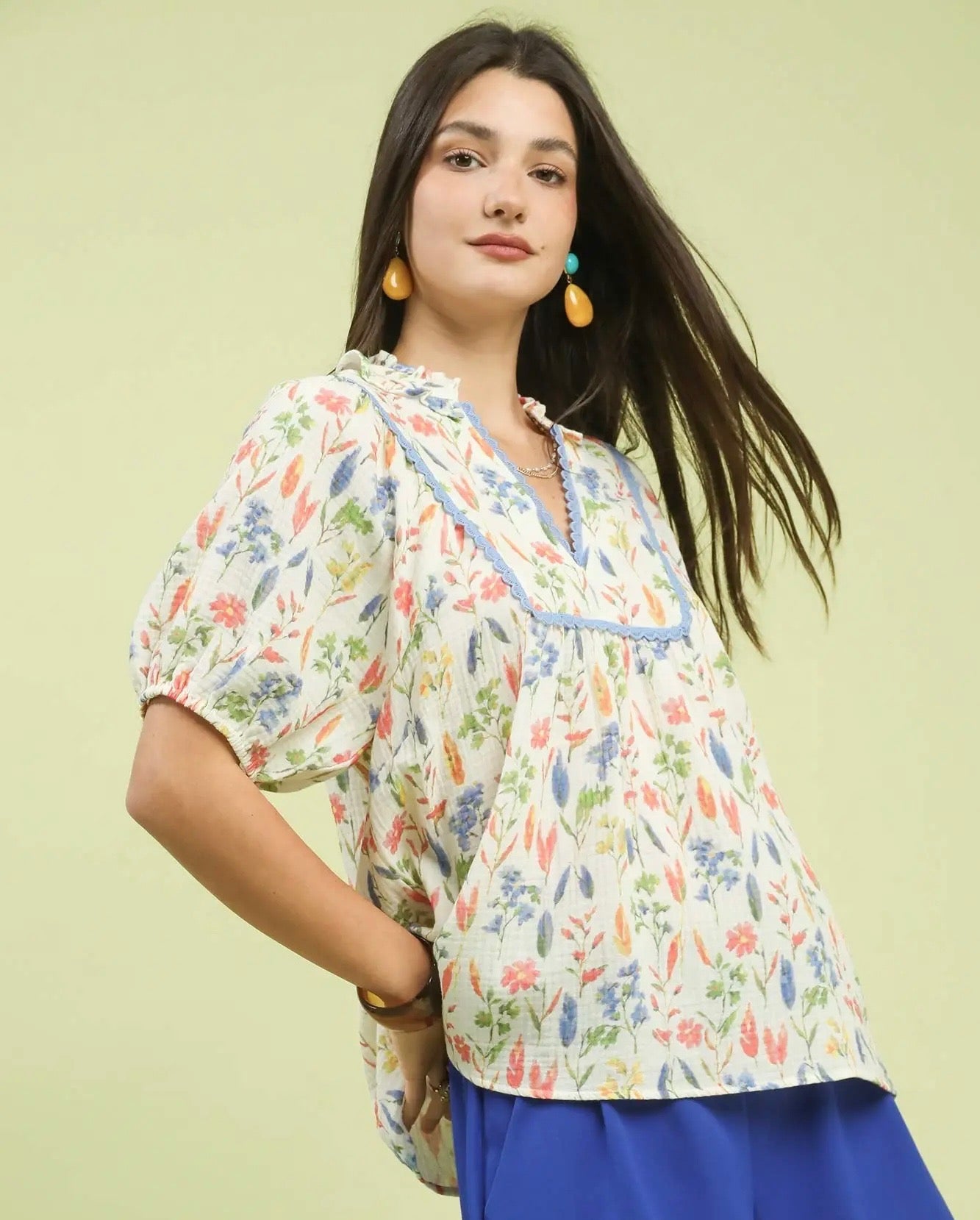 Floral Gauze Pullover Top