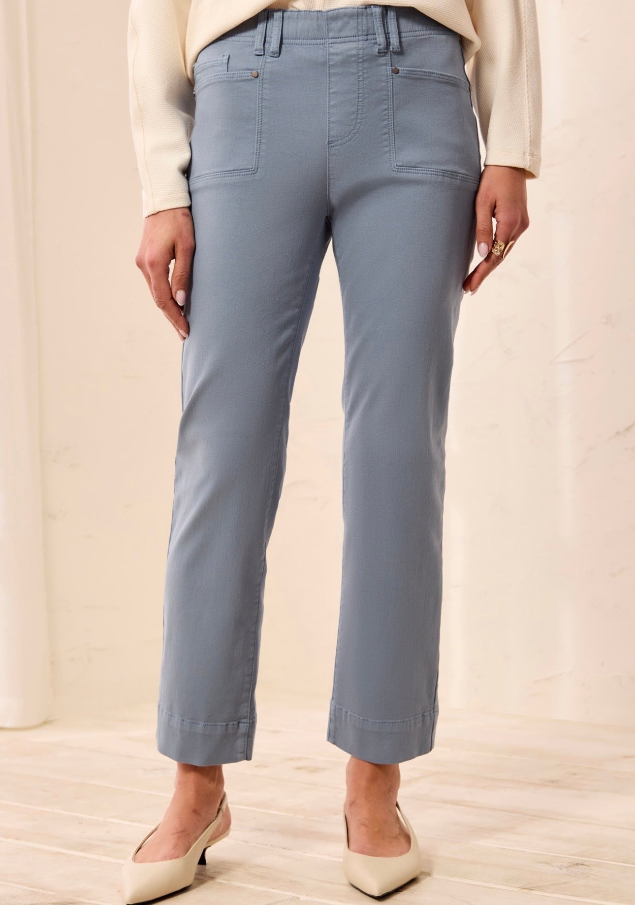 Tribal Pull On Ankle Pant in Fog Blue