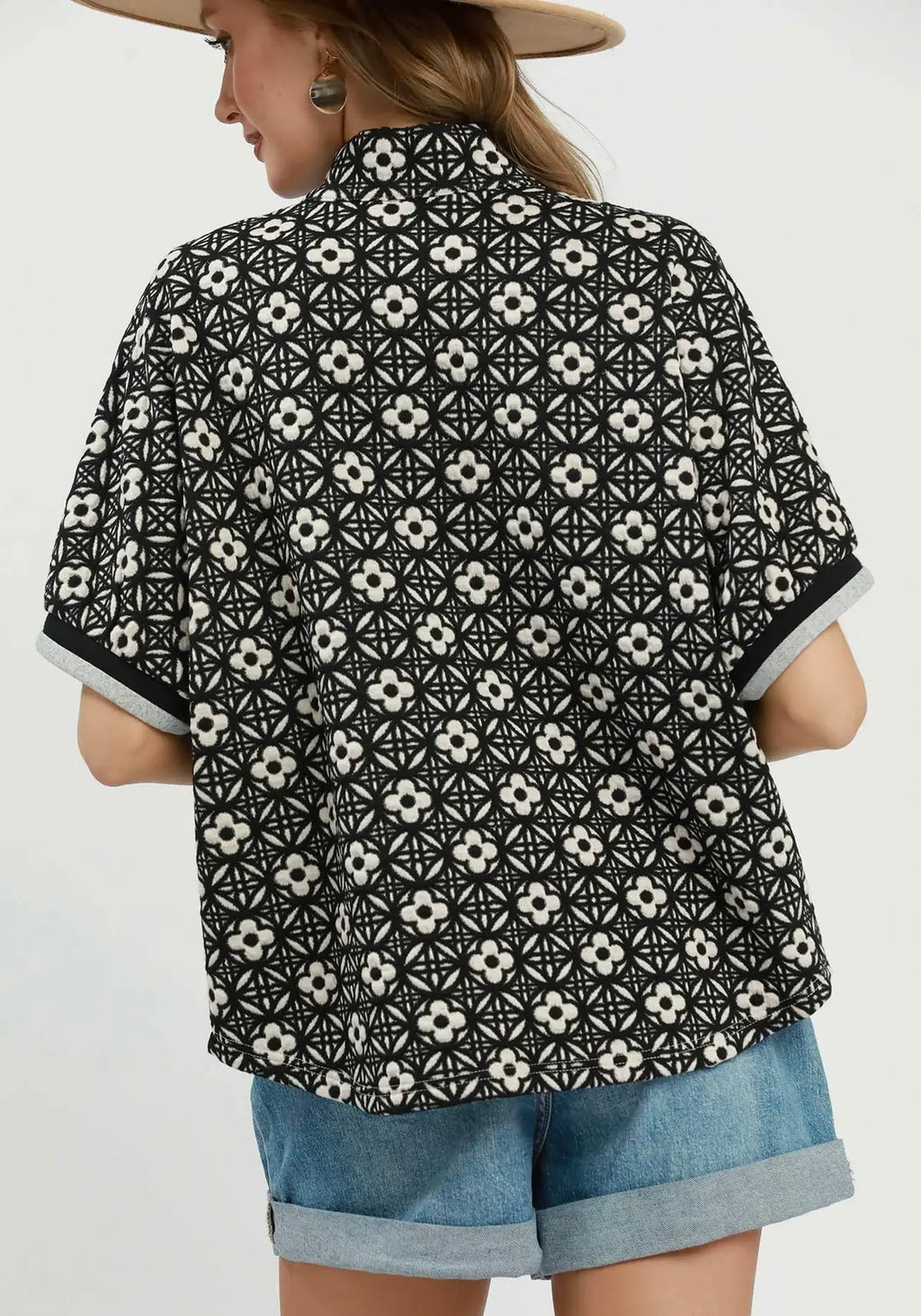 Umgee Black Print Pullover