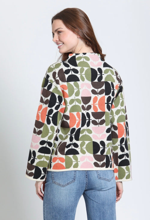 APNY Floral Mock Neck Sweater
