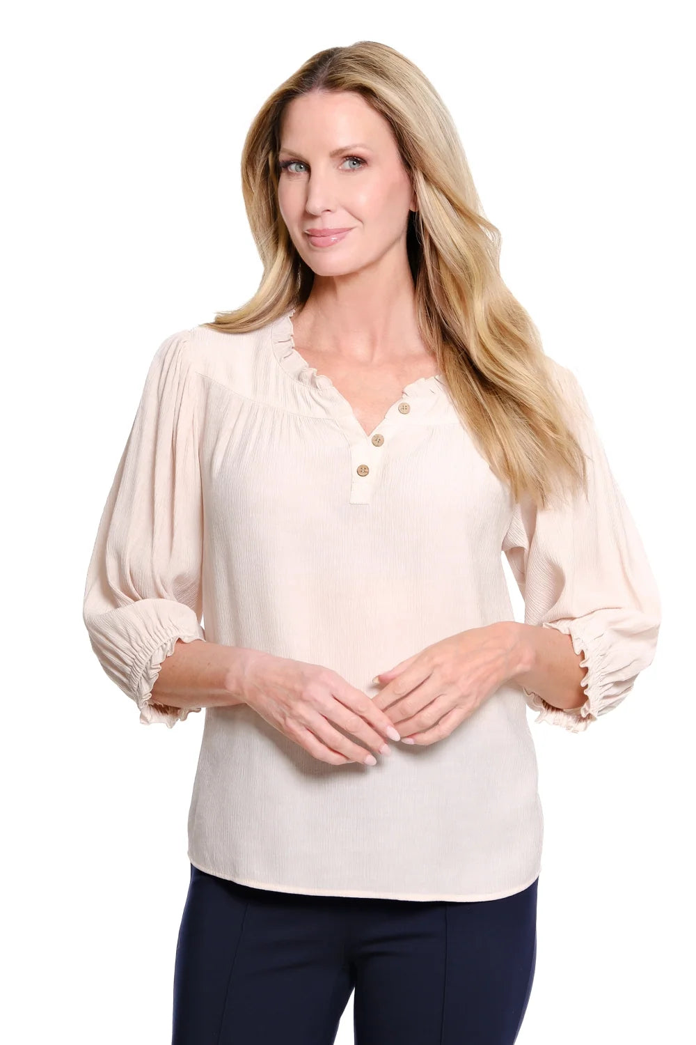 Multiples Natural Ruffle Blouse