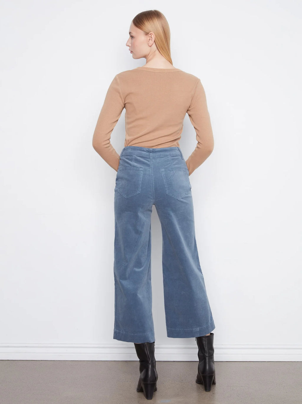 Charlie B Cropped Patch Pocket Corduroy Pants - Storm
