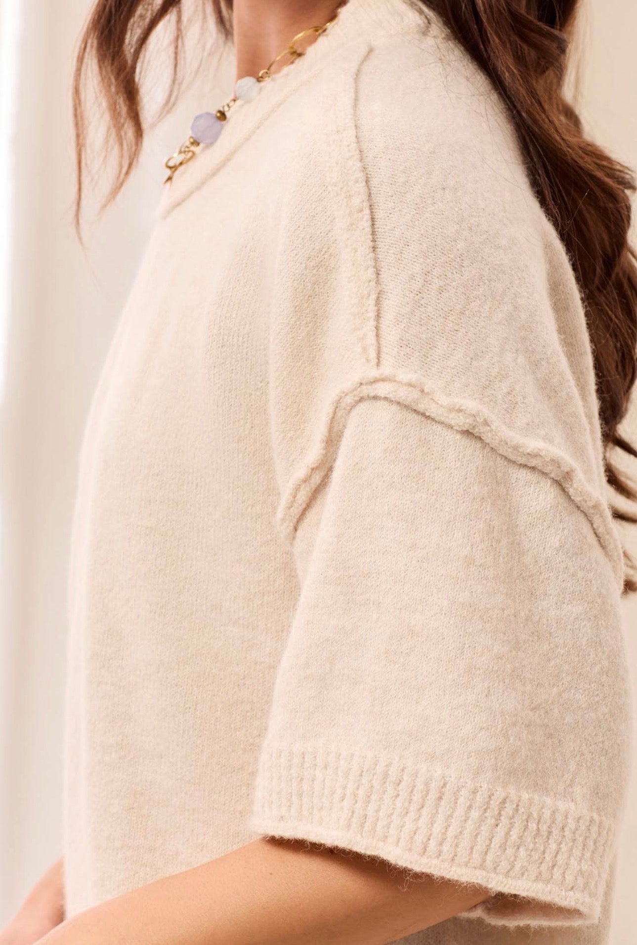 Tribal Cream Drop Shoulder Sweater