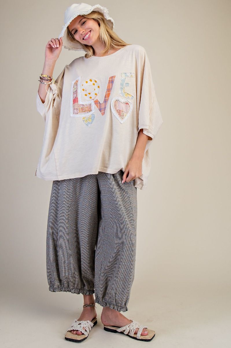 Cream Love Patch Knit Oversized Top
