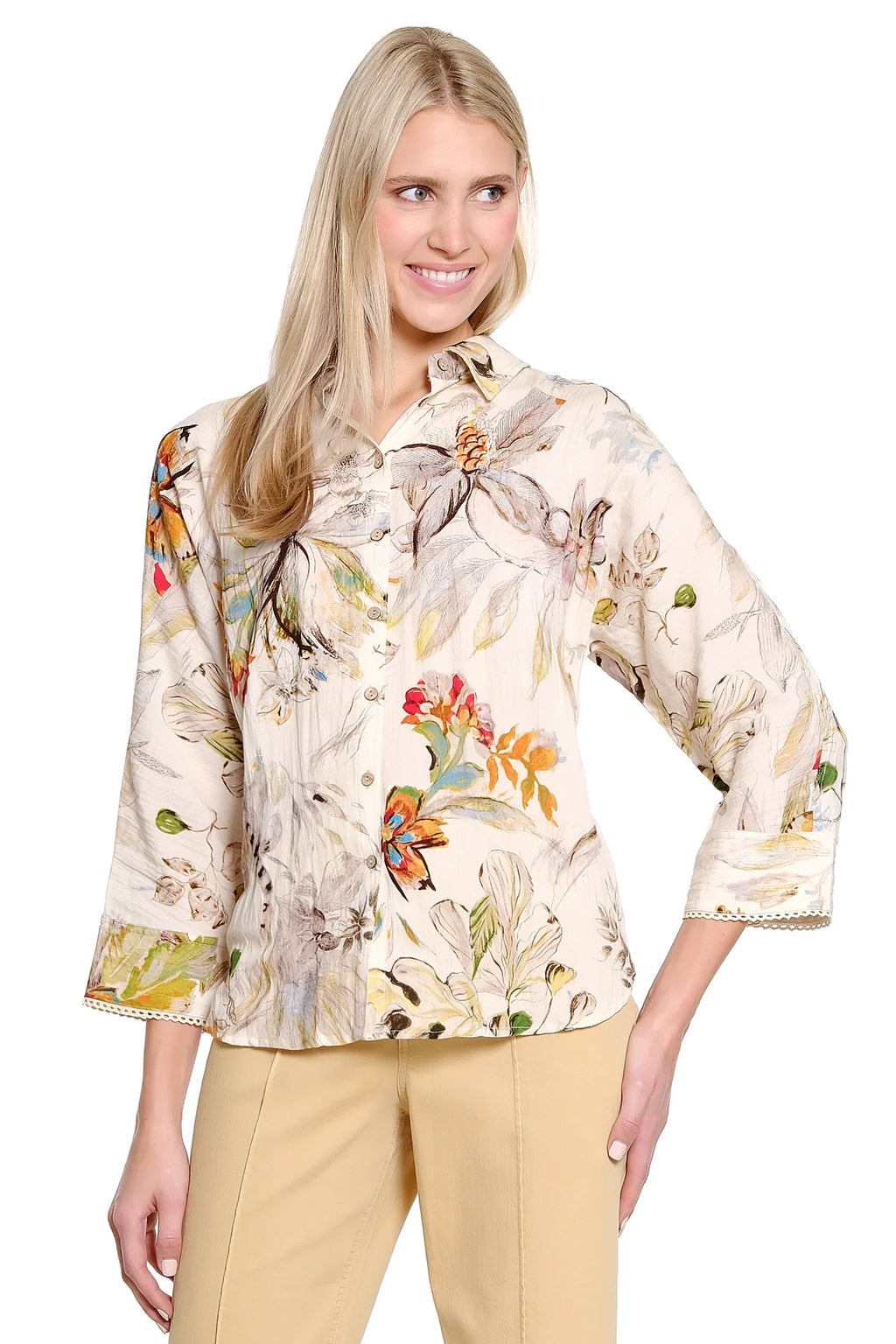Tru Luxe Floral Button Up Top