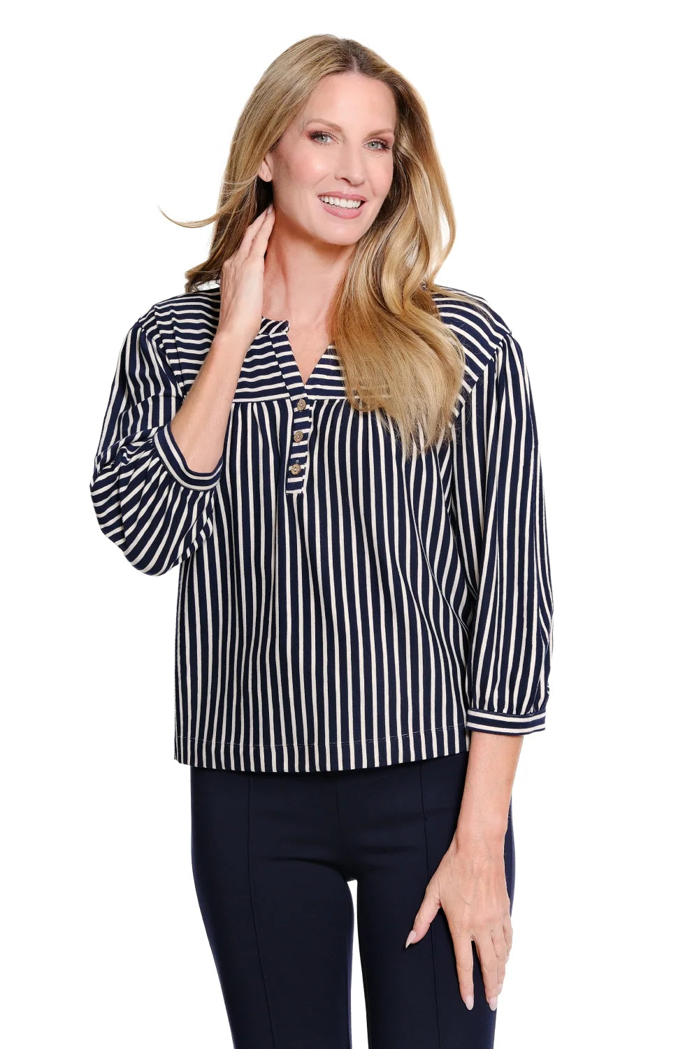 Multiples Navy Stripe Top