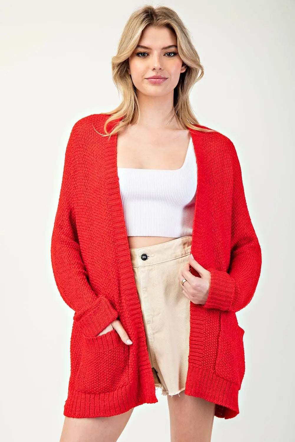 Loose Weave Open Front Cardigan