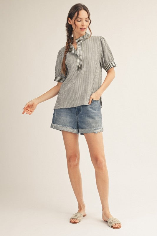 Stripe & Gingham Top