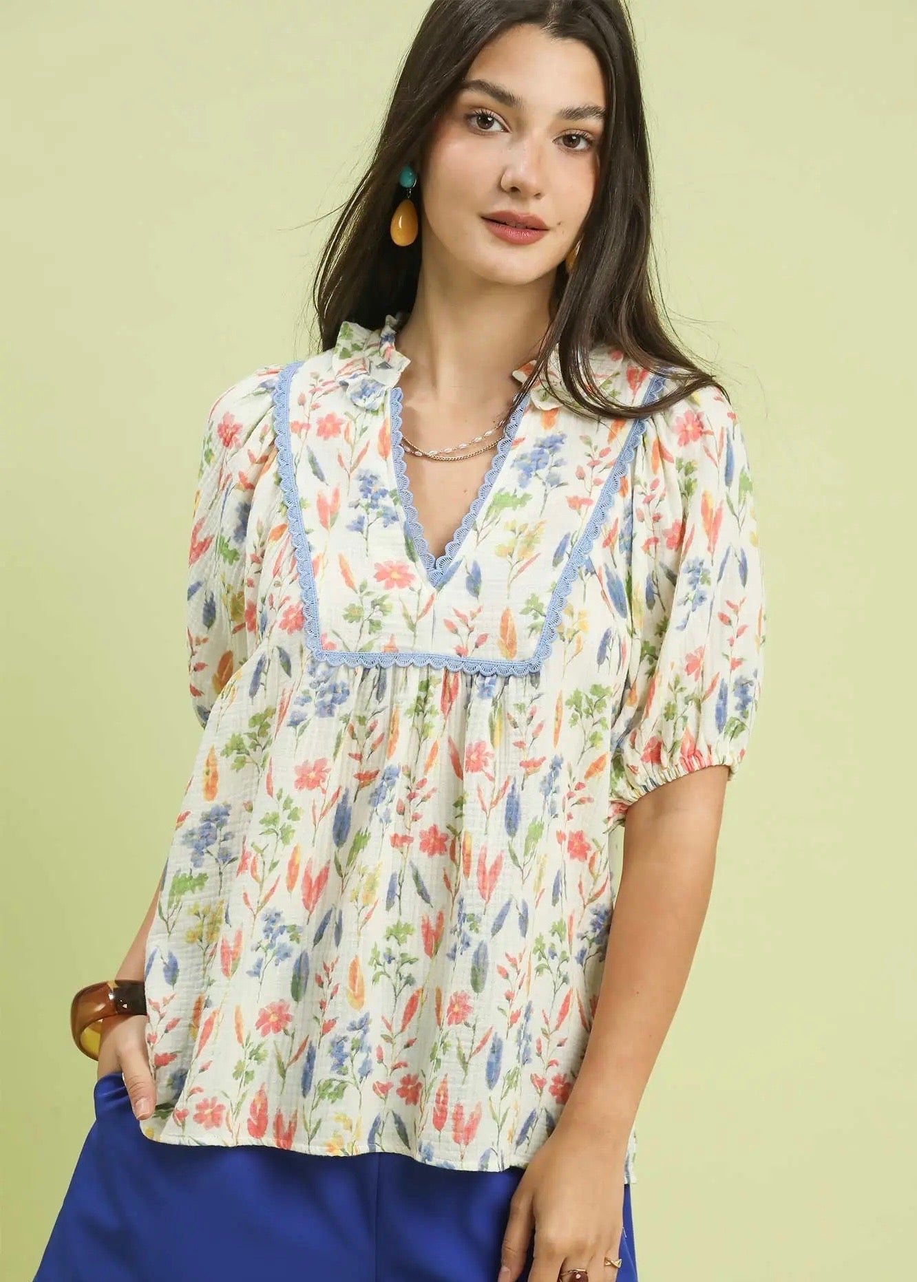 Floral Gauze Pullover Top