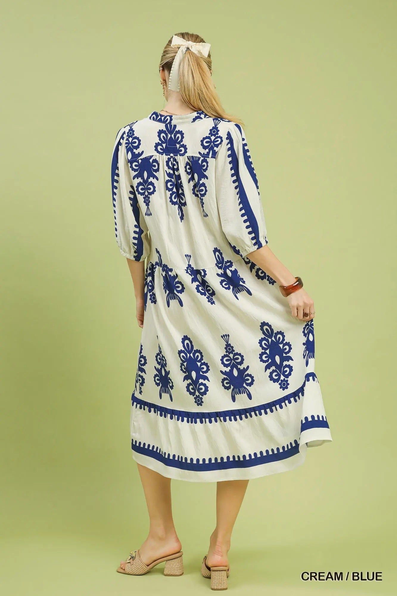 Abstract V-Neck Midi Dress