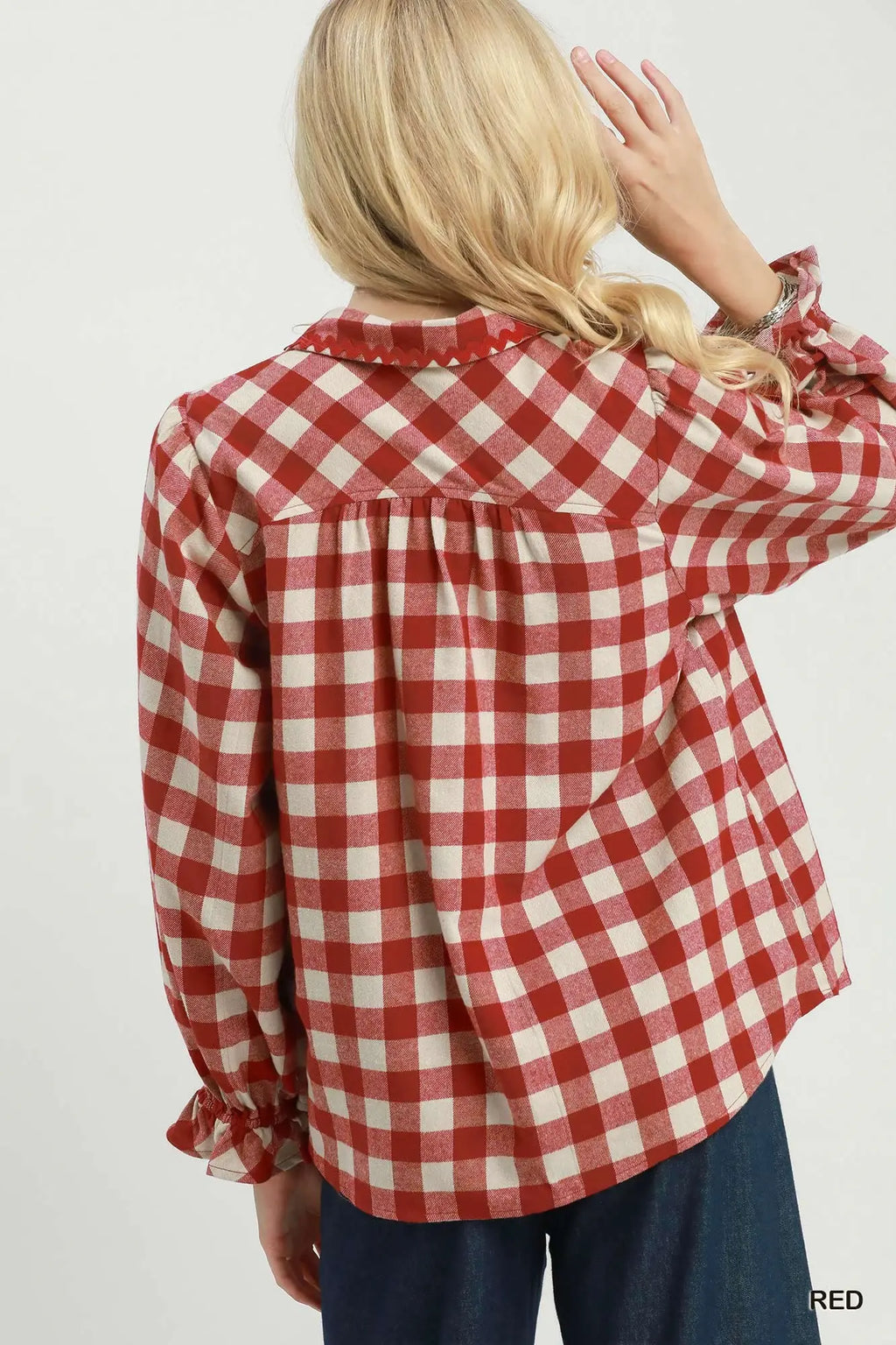 Umgee Red Buffalo Plaid Top