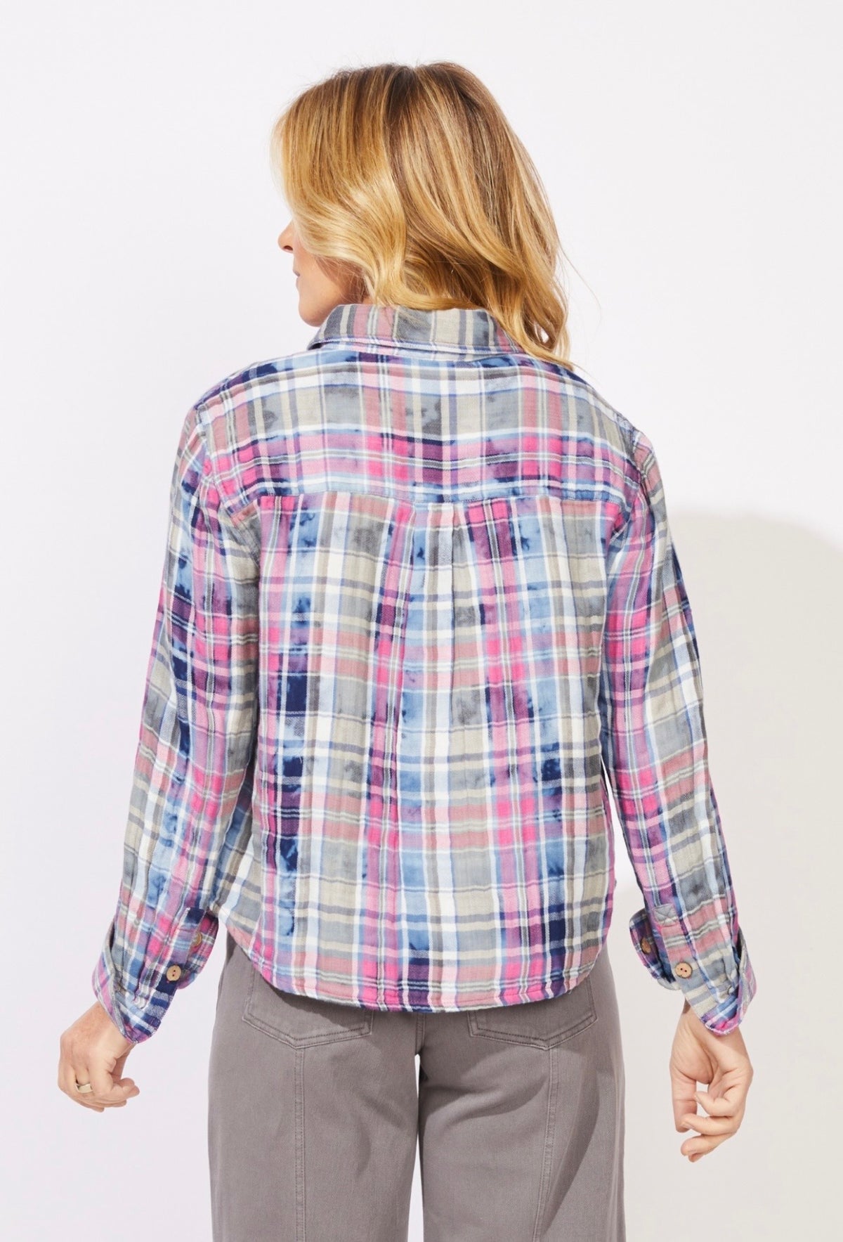 Purple Plaid Gauze Shirt