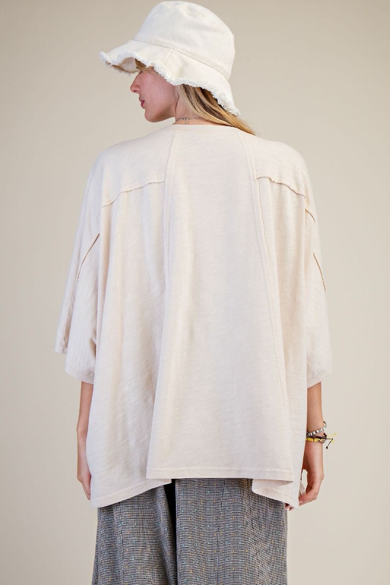 Cream Love Patch Knit Oversized Top