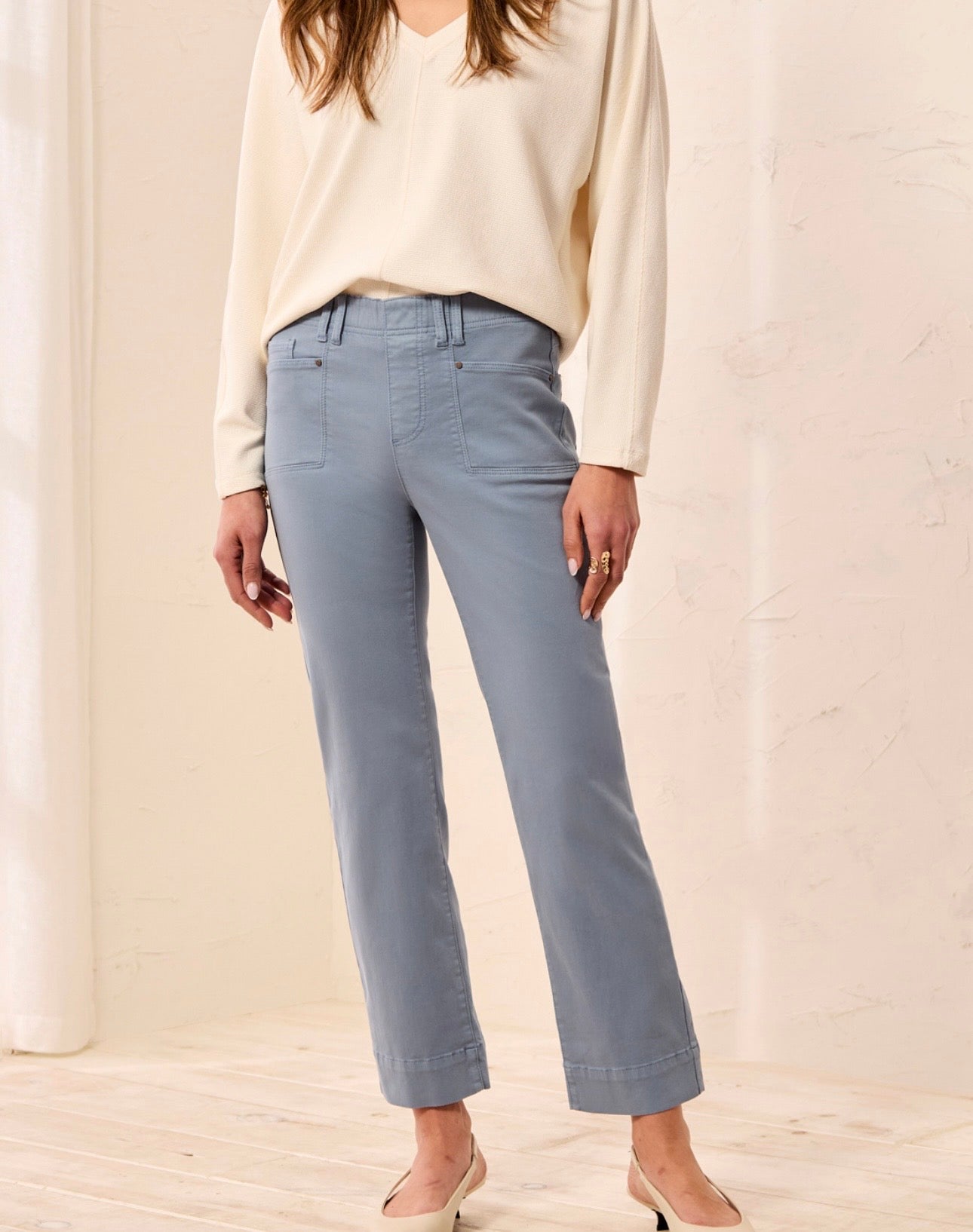 Tribal Pull On Ankle Pant in Fog Blue