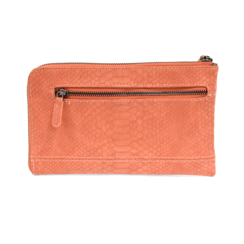 Joy Tina Python Zip Around Wristlet in Coral