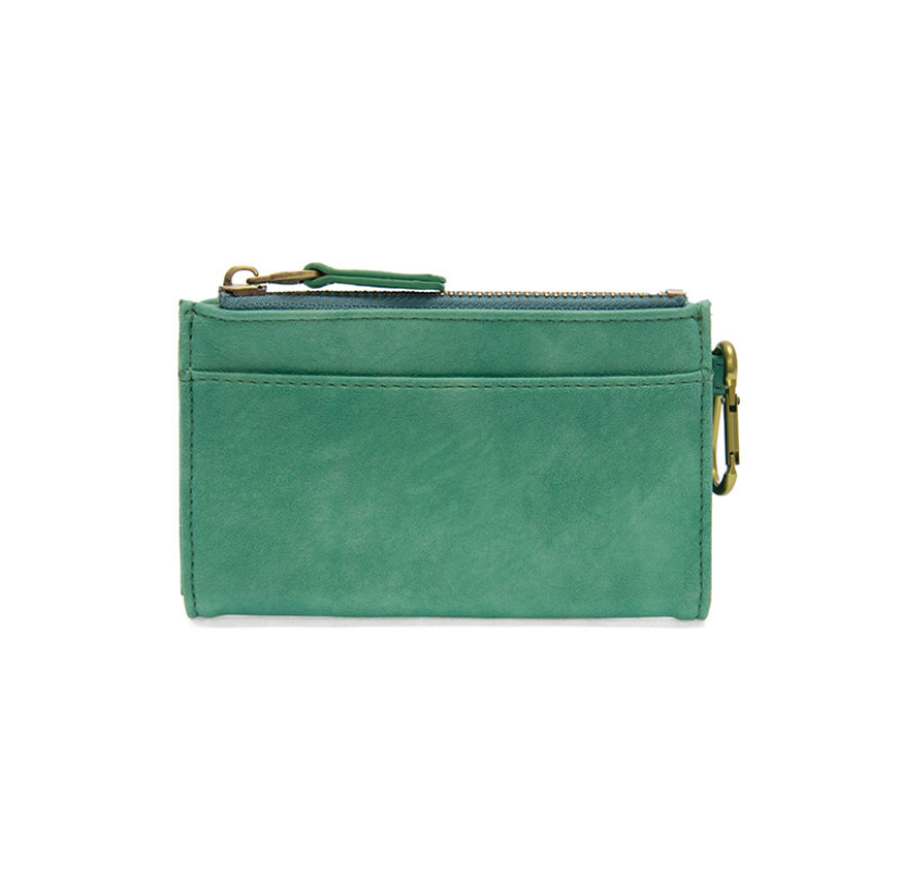 Joy Bobbie Bifold Wallet with Carabiner in Turquoise