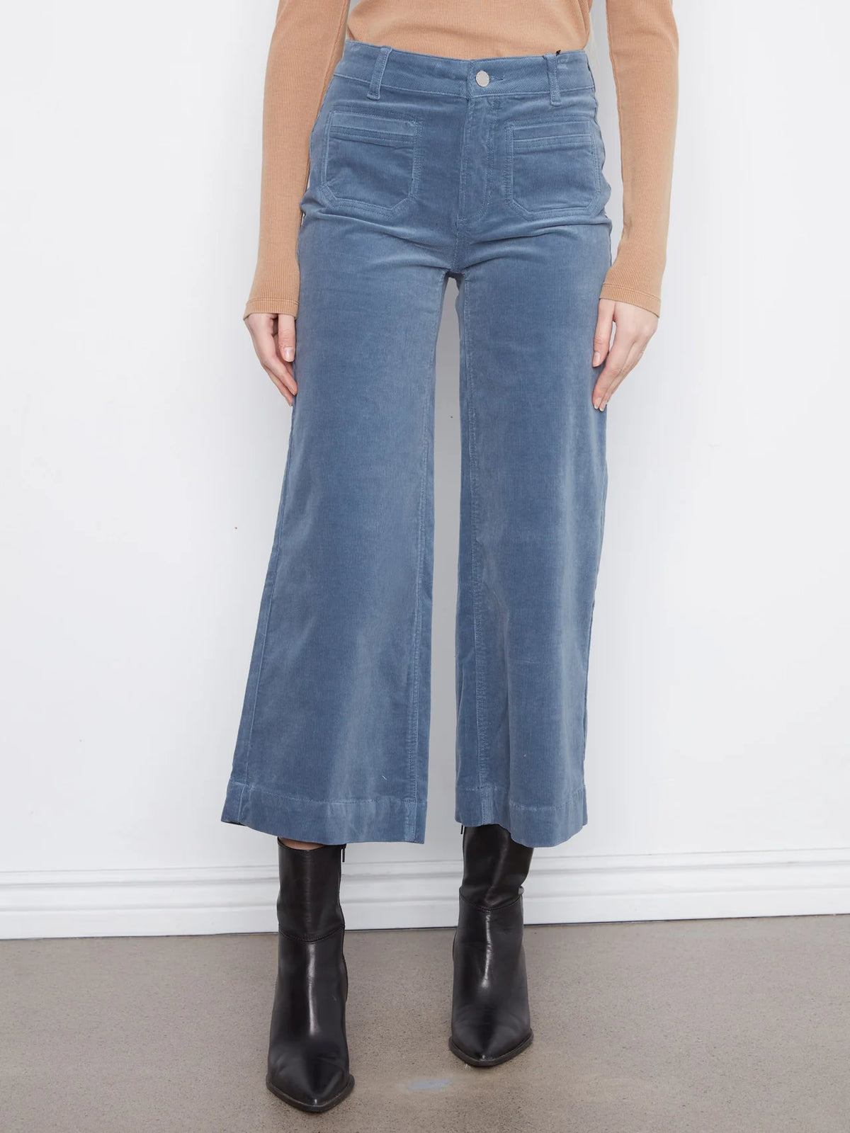 Charlie B Cropped Patch Pocket Corduroy Pants - Storm