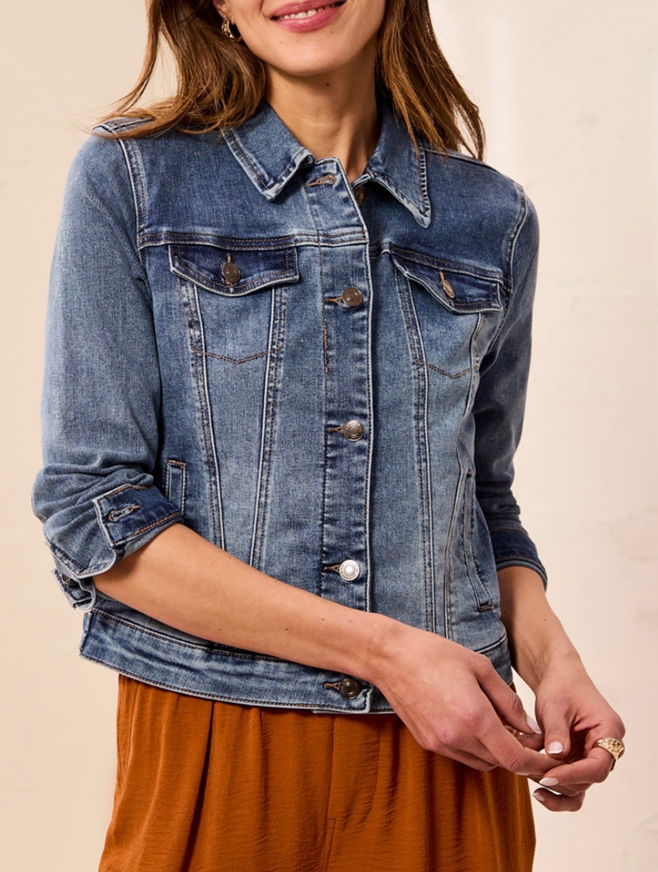 Tribal Classic Denim Jacket With Pockets
