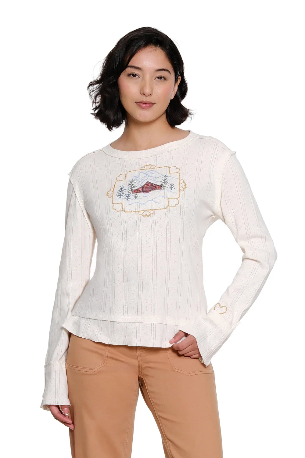 Tru Luxe Cottage Pointelle Top