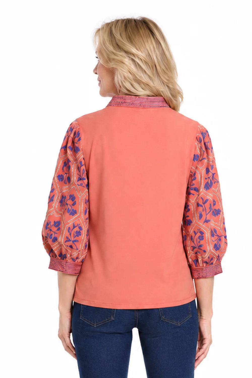 Tru Luxe Rust Embroidered Sleeve Top