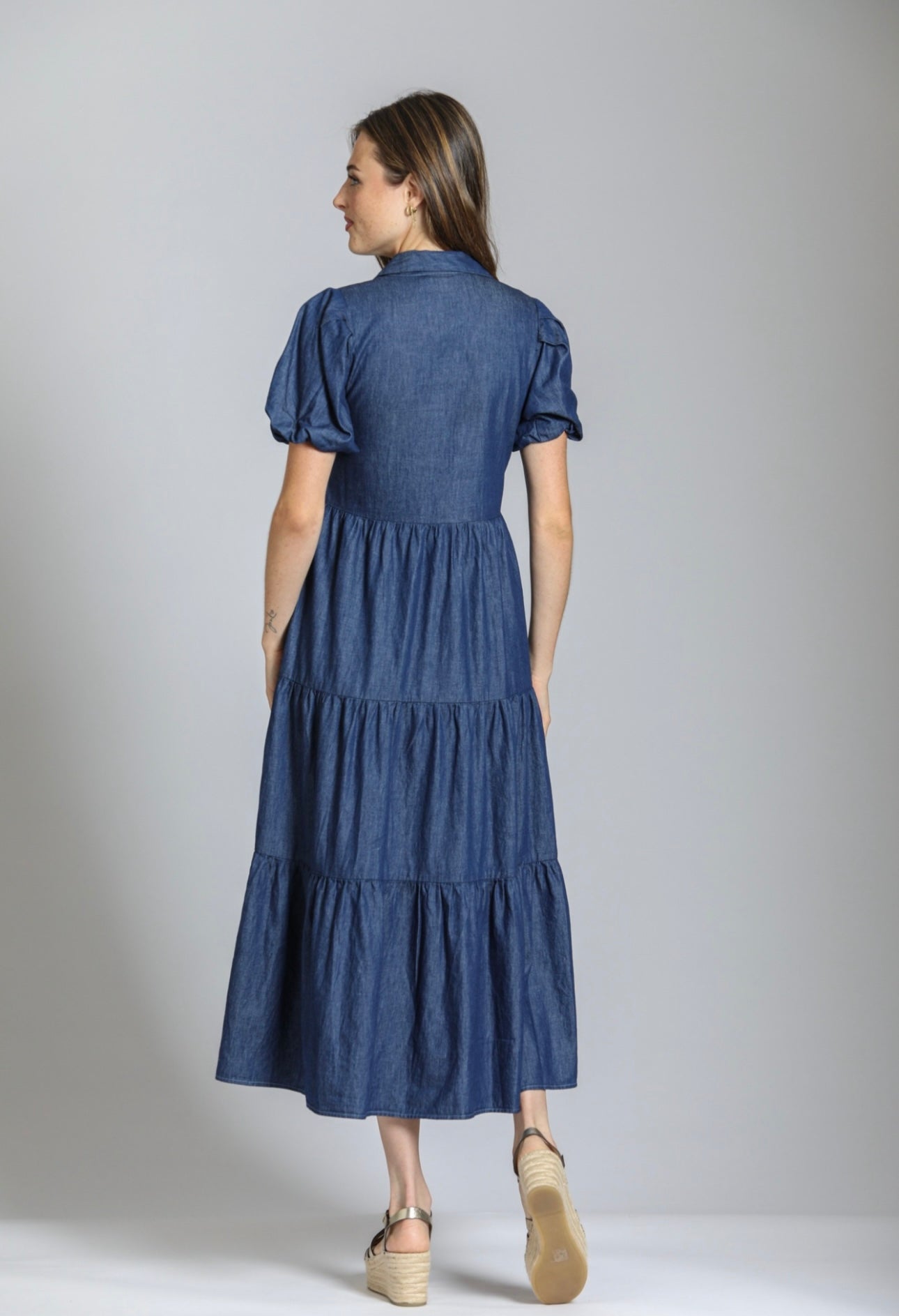 APNY Denim Tiered Dress