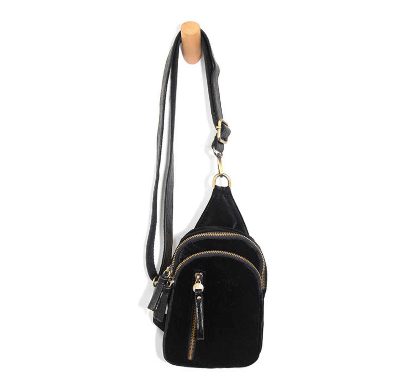 Skylar Sling Velvet Bag in Black