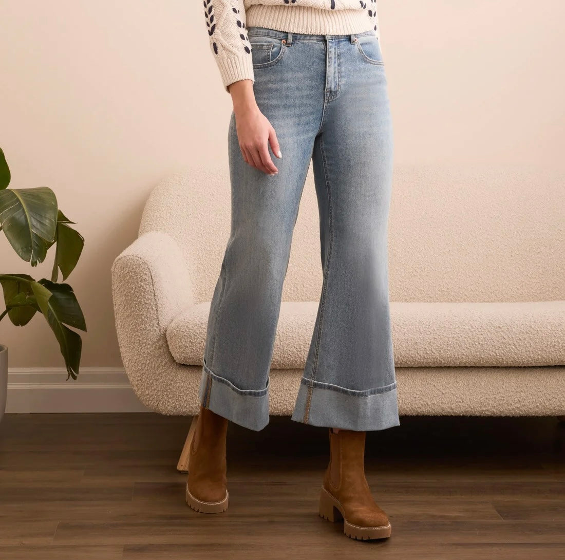 Tribal Brooke Cuffed Palazzo Jeans