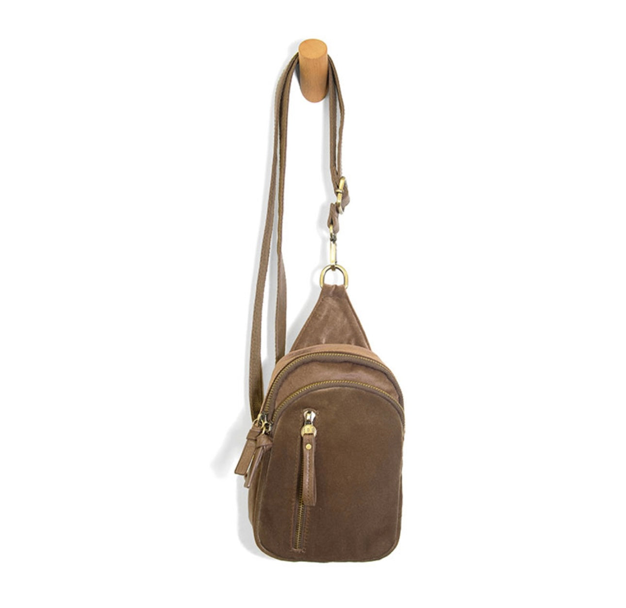 Skylar Sling Velvet Bag in Brown