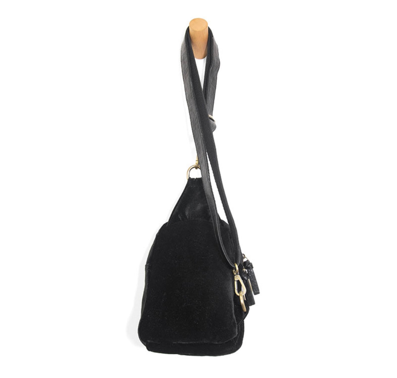 Skylar Sling Velvet Bag in Black