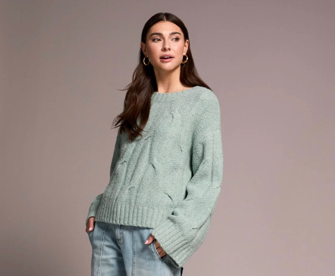 Tribal Cable Knit Sweater in Silverpine