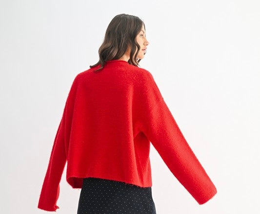 Poppy Red Plush Oversized Cardigan