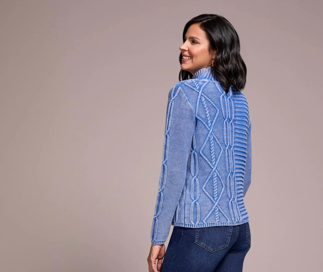 Tribal Vintage Washed Cable Sweater Ultrablue