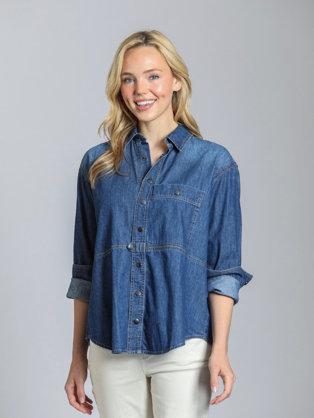 APNY Denim Button Front Top