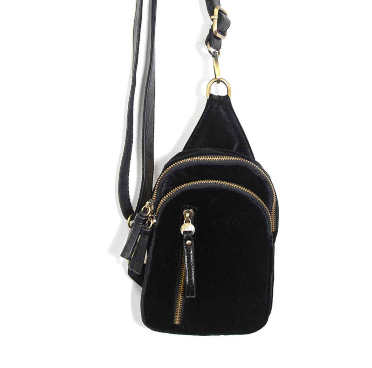 Skylar Sling Velvet Bag in Black
