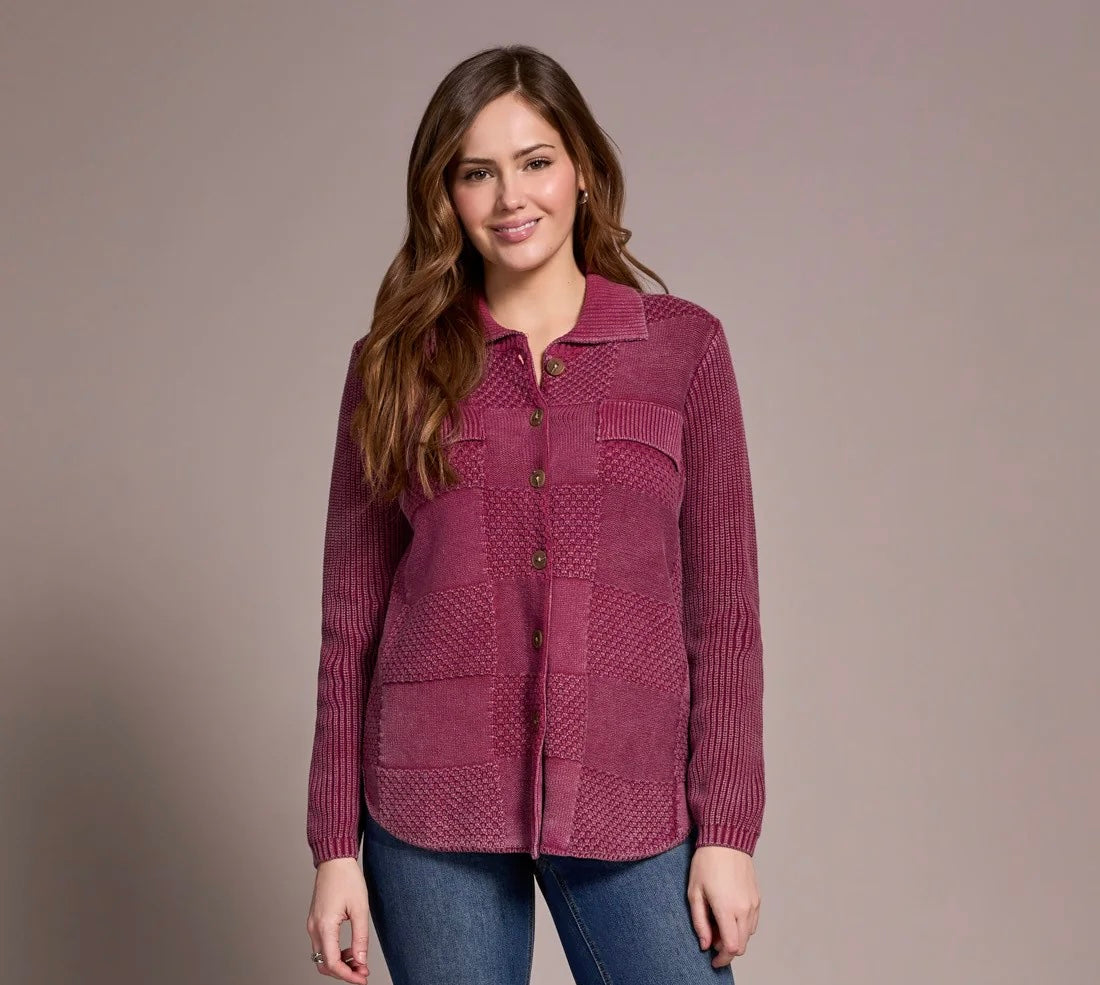 Tribal Plumwine Sweater Shacket