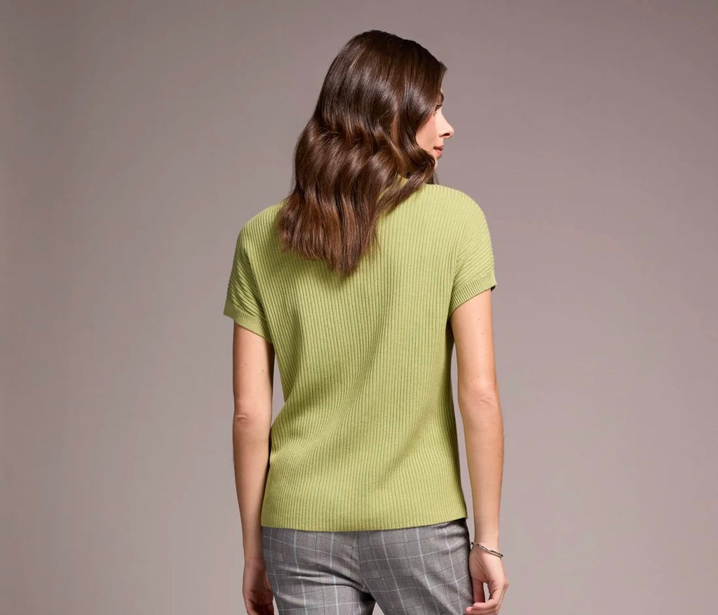 Tribal Mock Neck Cap Sleeve Sweater