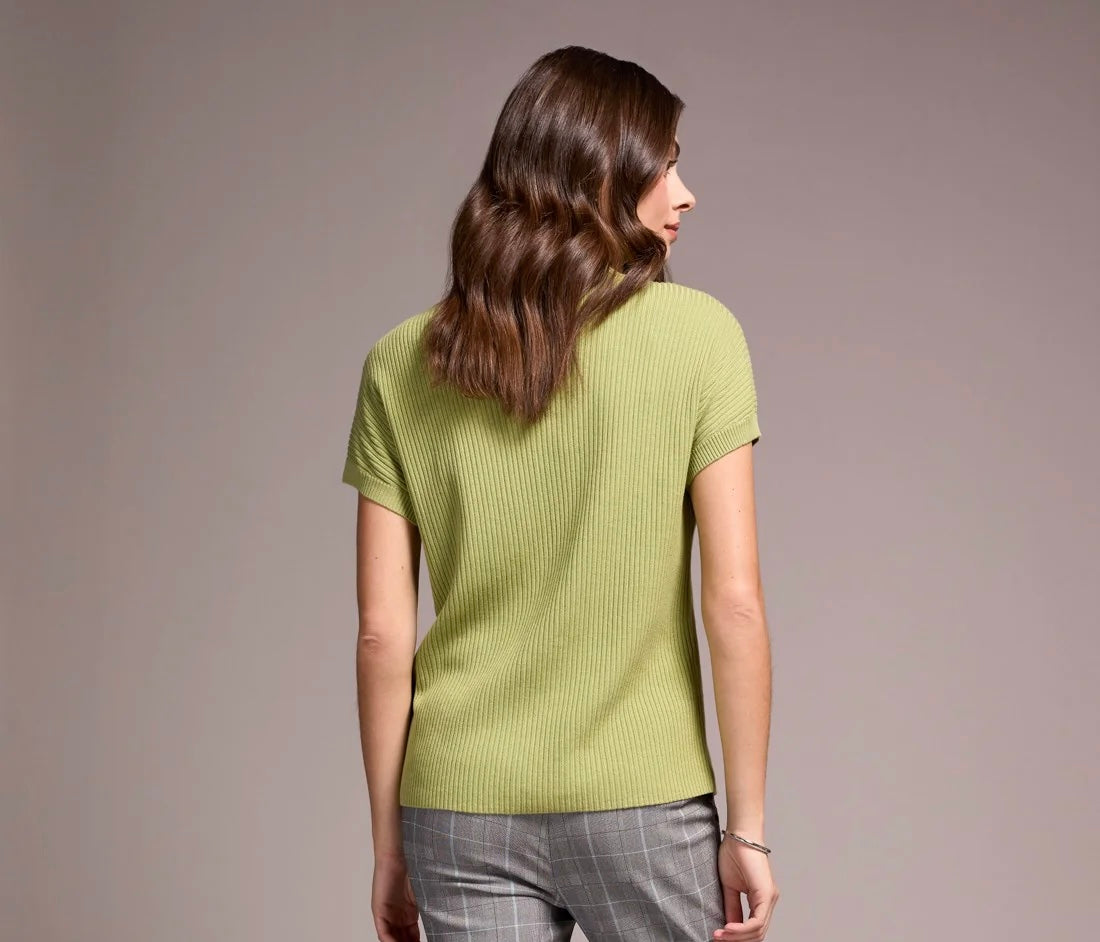 Tribal Mock Neck Cap Sleeve Sweater