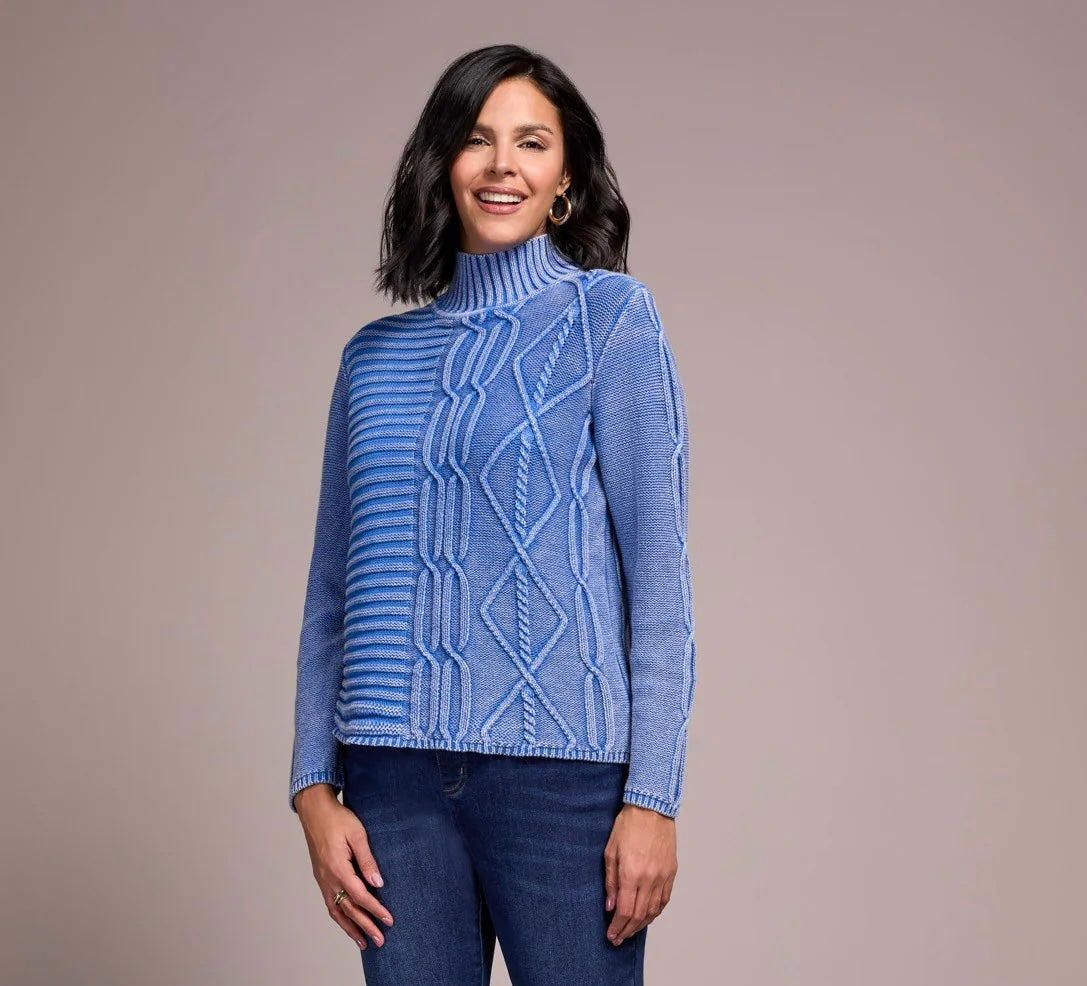Tribal Vintage Washed Cable Sweater Ultrablue