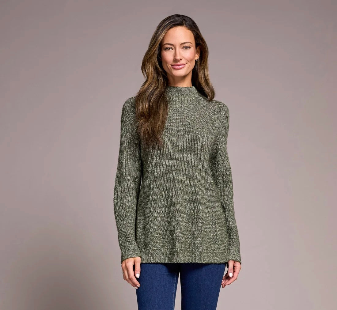 Tribal Spruce Mock Neck Tunic Sweater