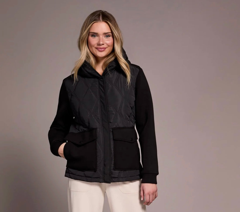 Tribal Quilted Combo Puffer Coat