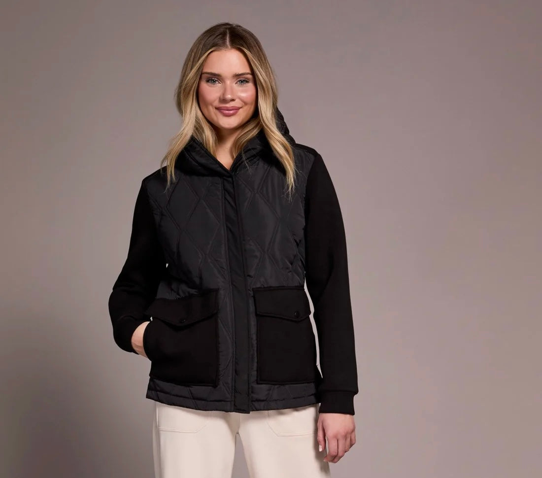 Tribal Quilted Combo Puffer Coat