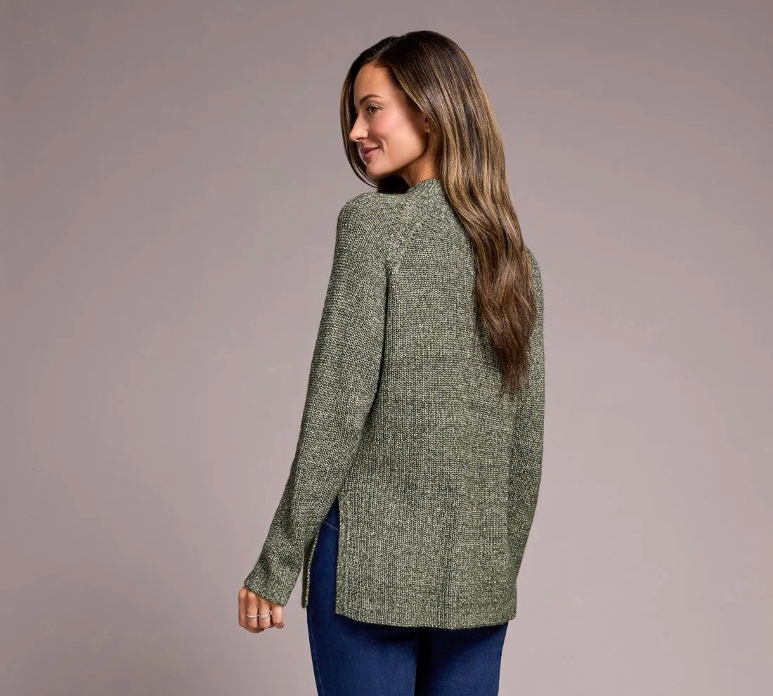 Tribal Spruce Mock Neck Tunic Sweater