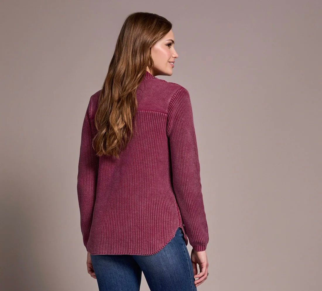 Tribal Plumwine Sweater Shacket