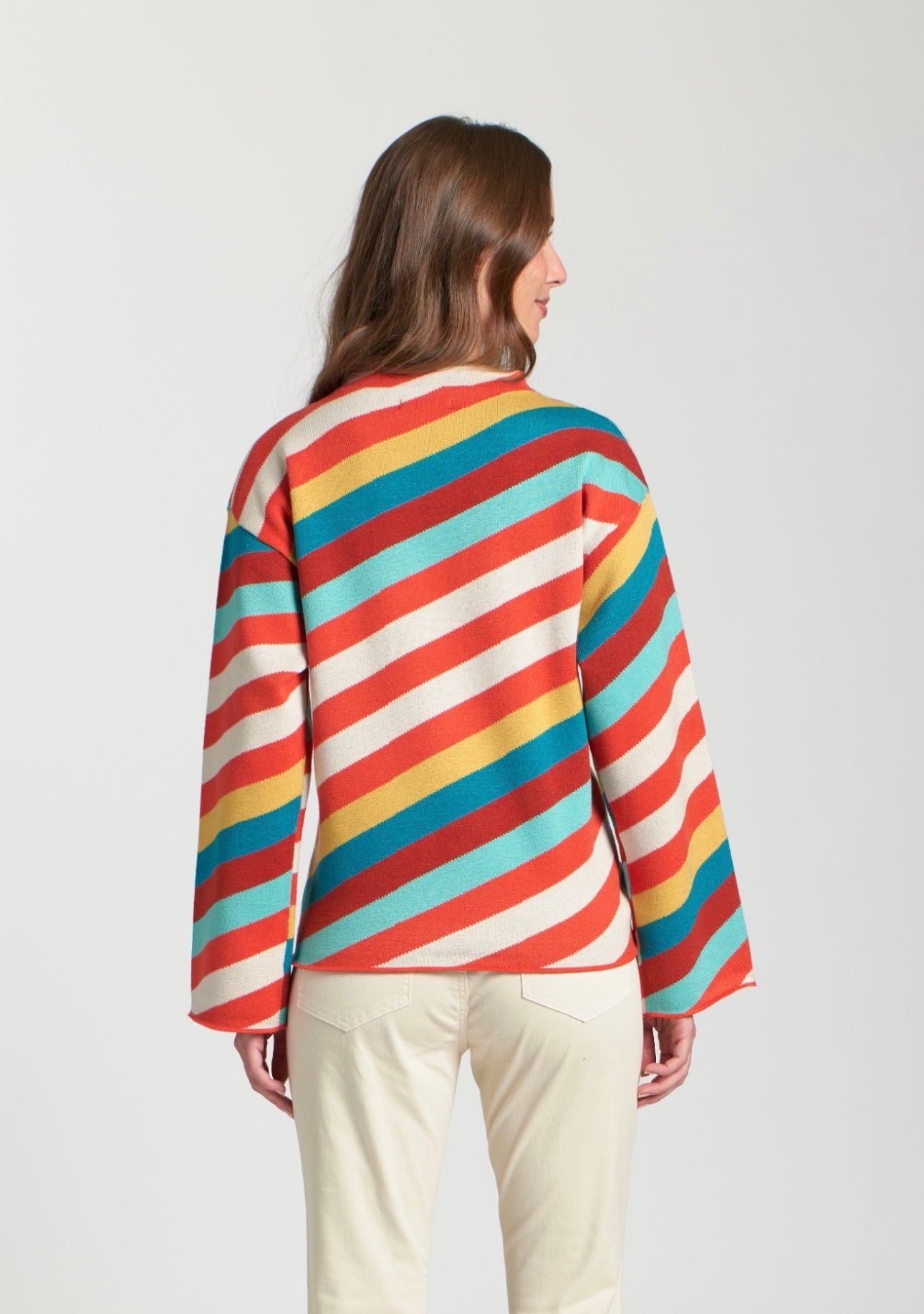 APNY Harvest Stripe Mock Neck Sweater