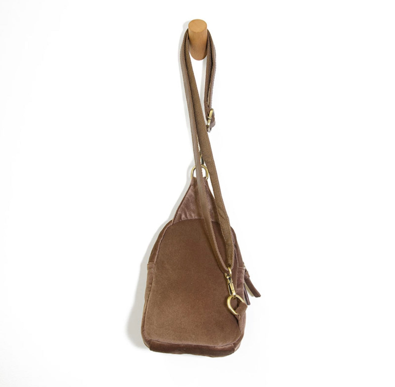 Skylar Sling Velvet Bag in Brown