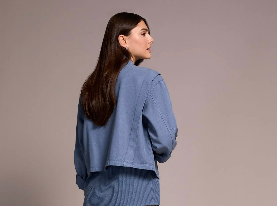Tribal SLUB TWILL ZIP-FRONT MOCK NECK JACKET