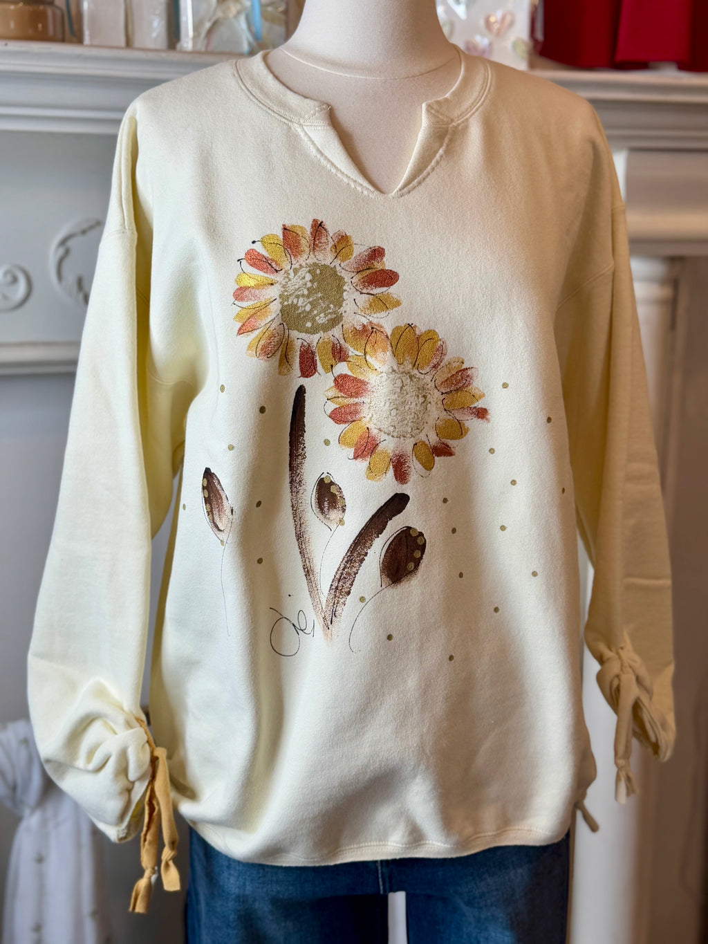 Painted Double Flower Sweatshirt