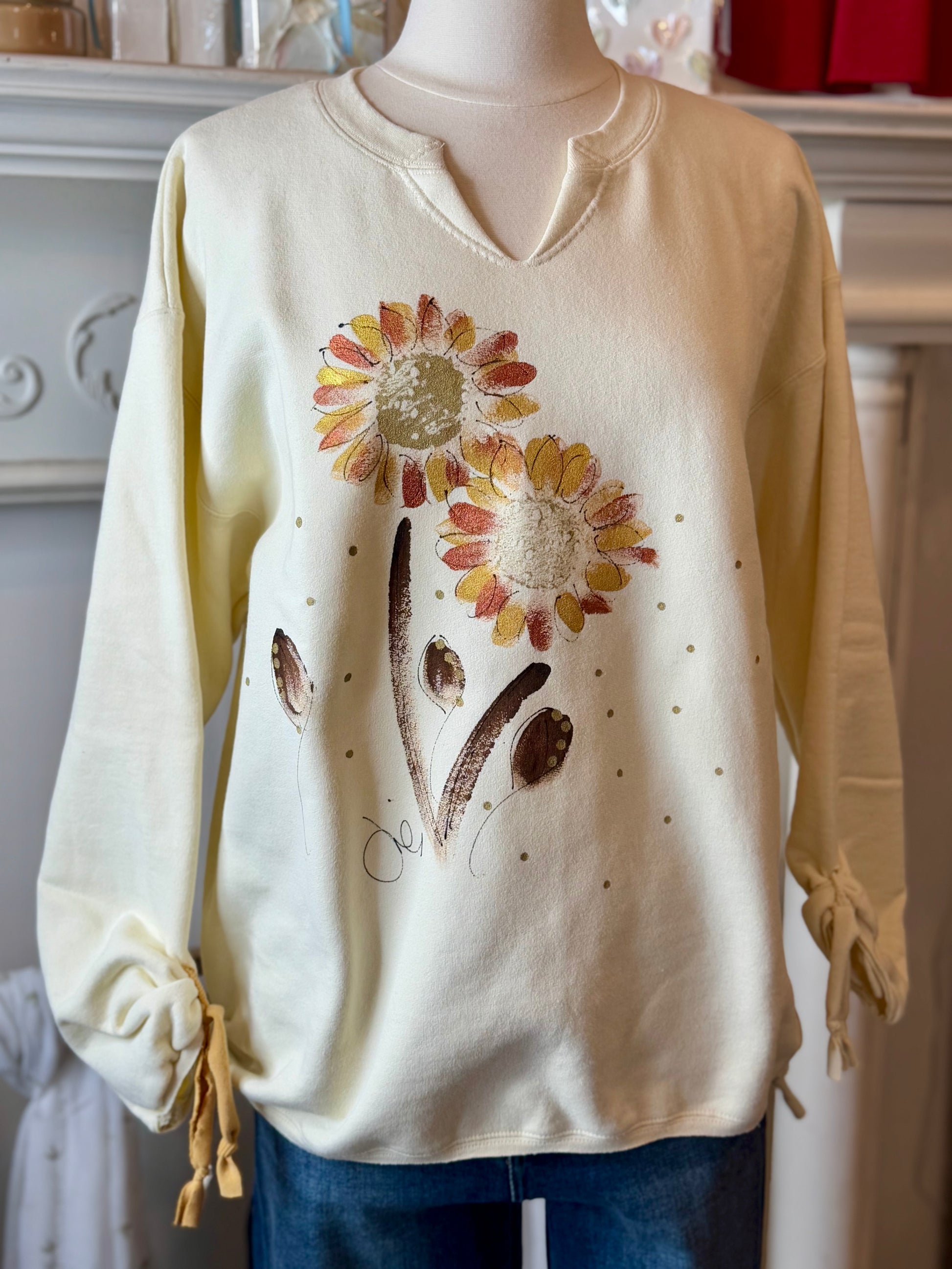Painted Double Flower Sweatshirt