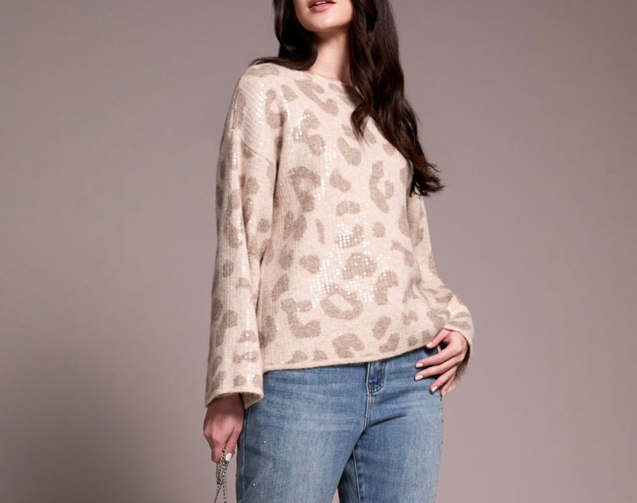 Tribal Sequin Animal Print Sweater